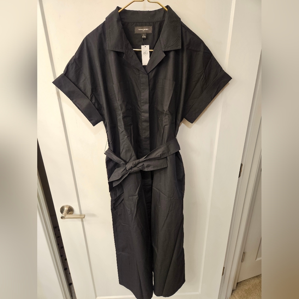 NWT - Banana Republic Cotton Black Midi Shirtdress - Size M
